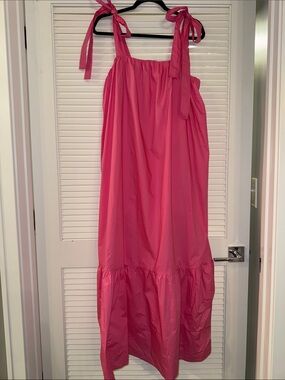 FRNCH Hot Pink Tie-Shoulder Maxi Dress